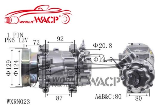12V 6PK SD7V16 Συμπιεστής εναλλασσόμενου ρεύματος αυτοκινήτου για Renault Duster Clio Megane Nissan WXRN023